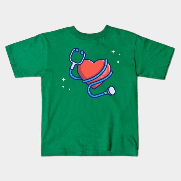 Heart With Stethoscope Cartoon Kids T-Shirt by Catalyst Labs